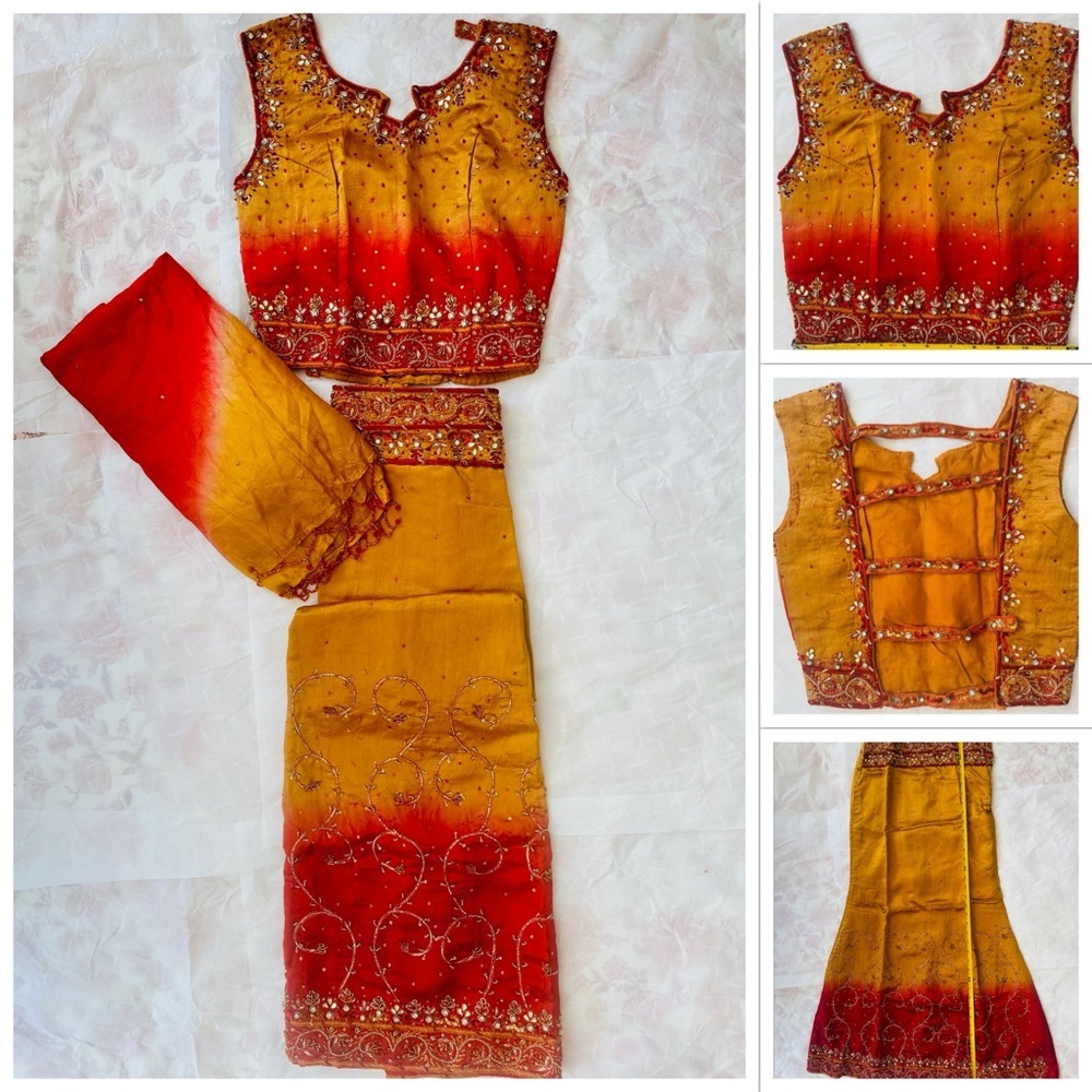 Traditional Yellow and Red Embroidered Outfit
